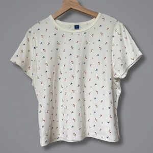 Old Navy Woman Floral Ribbed Tee XL Cottagecore Coquette Summer Top Romantic